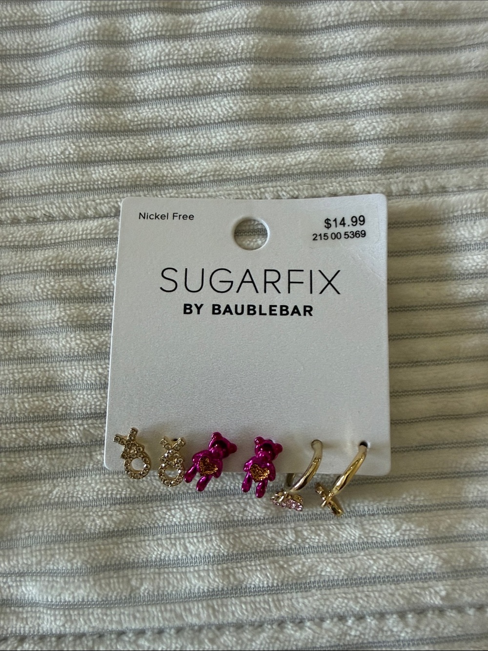 Sugarfix by BaubleBar Gold and Pink Teddy Bear Earring Set